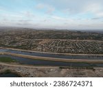 An aerial view of Anaheim Hills, California, with the Santa Ana River visible nearby