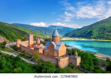 Aerial view of Ananuri Fortress Complex in Georgia. - Shutterstock ID 2178487803