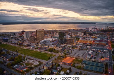 Aerial View Of Anchorage, Alaska During Spring