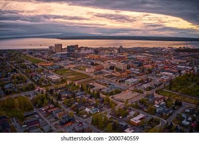 Aerial View Of Anchorage, Alaska During Spring