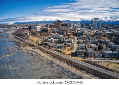 Aerial View Of Anchorage, Alaska In Spring