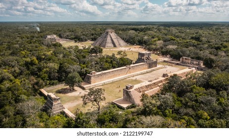 Aerial view of ancient Mayan city Chichen Itza