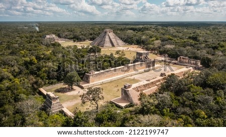 Aerial view of ancient Mayan city Chichen Itza