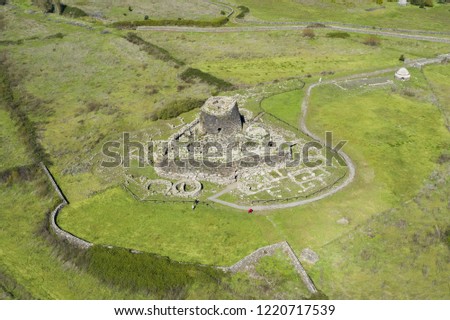 Aerial view of the ancient Santu Antine Nuraghe. Santu Antine Nuraghe is one of the largest nuraghi (ancient megalithic edifices) in Sardinia, Italy. Stock photo © 