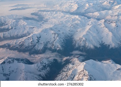 Aerial View - Andes Mountains, Sky And White Clouds