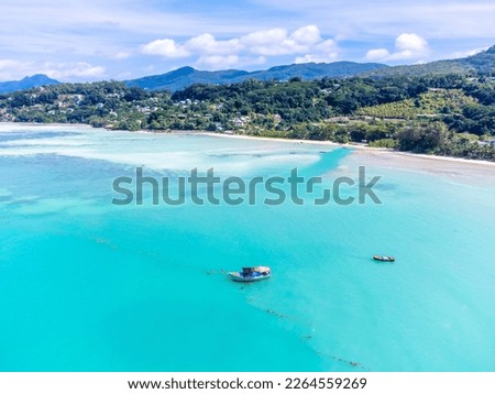 Aerial view of Anse a la mouche in Mahe island, Seychelles