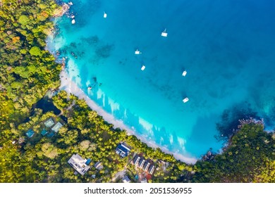Aerial view of Anse Lazio beach, Praslin, Seychelles