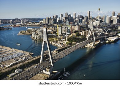 Aerial view of Anzac Bridge and buildings in Sydney, Australia. - Shutterstock ID 10034956