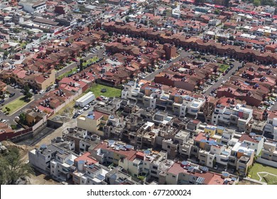 Aerial View Of Apartment Buildings Of Middle Class Urban Living Zone Within The Mexico City Metropolitan Area