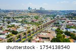 aerial view of the aqueduct of queretaro