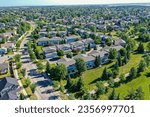 Aerial view of Arbor Creek which is a primarily residential neighbourhood located in northeast Saskatoon, Saskatchewan, Canada. It is mostly made up of low-density single detached dwellings. 