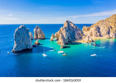 Aerial view of the Arch (El Arco) of Cabo San Lucas, Mexico, at the southernmost tip of the Baja California peninsula - Shutterstock ID 1869263059