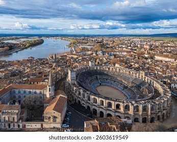 Vista Aéreas del Arles Arena en Francia