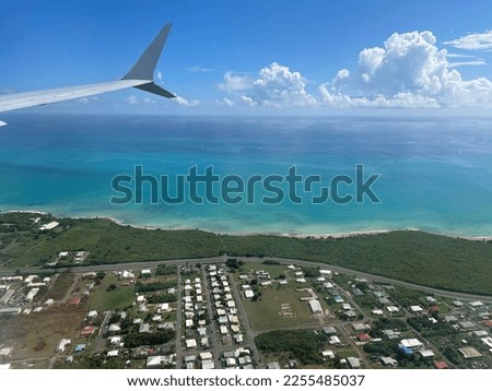 Aerial view arriving into St.Croix US Virgin Islands 