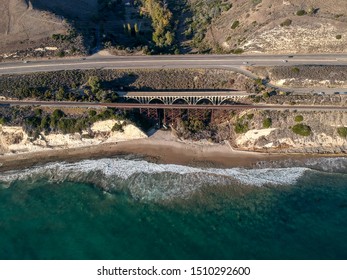 Aerial View Of Arroyo Hondo Bridge On PCH Highway 1