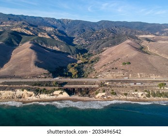 Aerial View Of Arroyo Hondo Bridge On PCH Highway 1