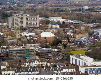 Aerial View Of Ashford Town, Kent, UK