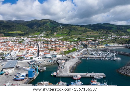 Aerial view of Atlantic coast at Vila Franca do Campo, Sao Miguel island, Azores, Portugal.. Photo made by drone.