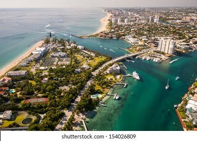 Aerial View Of Atlantic Ocean And Intracoastal Waterway In South Florida