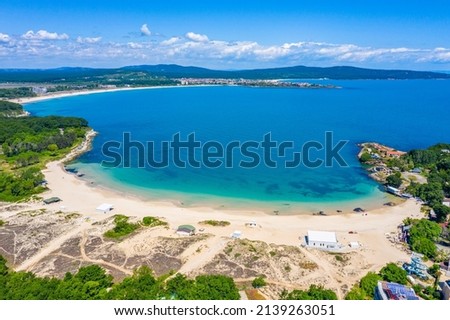 Aerial view of Atliman beach in Kiten, Bulgaria