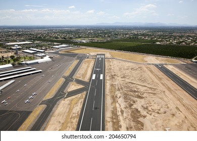 Aerial View Atop General Aviation Airport In East Mesa, Arizona