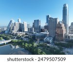 Aerial view of Austin: A vibrant and diverse city in Texas known for its live music scene, outdoor activities, and eclectic culture..