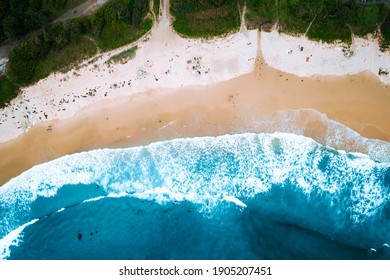 Aerial View Of Australian Beach From Above Blue Water White Sand