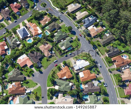Aerial view of  australian suburban houses