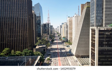 View of the famous Paulista Avenue, financial center of the city