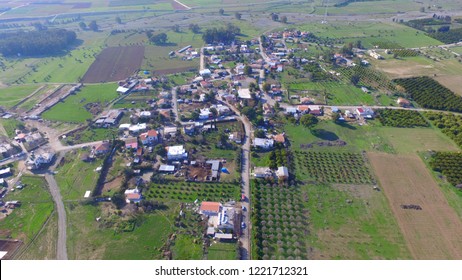 Aerial View Of Avlona Village , Omorfo District, Northern Cyprus. Bird's Eye View Of Traditional Houses, Church Countryside. Gayretköy ün Havadan Görünümü. Güzelyurt