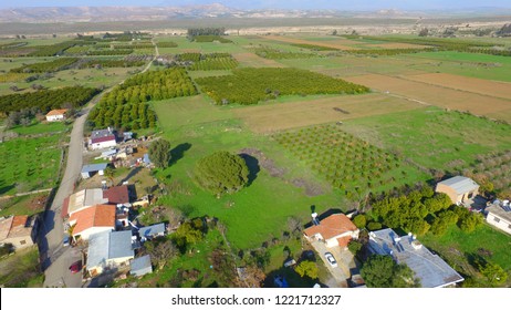 Aerial View Of Avlona Village , Omorfo District, Northern Cyprus. Bird's Eye View Of Traditional Houses, Church Countryside. Gayretköy ün Havadan Görünümü. Güzelyurt