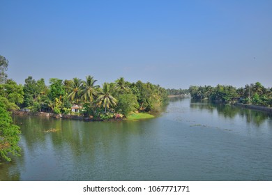 Aerial View Of Backwaters In Kidangara Village, Located In The Alappuzha District.