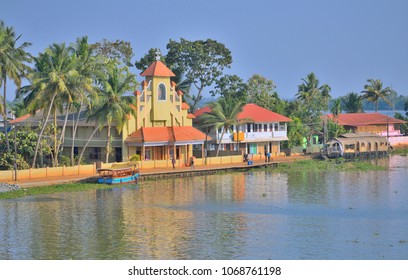 Aerial View Of Backwaters In Kuttanad Region Located In The Alappuzha District.