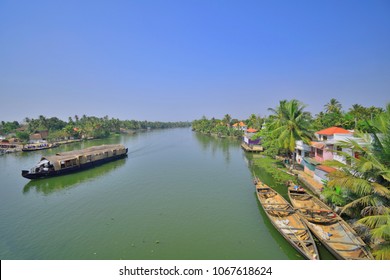 Aerial View Of Backwaters In Nedumudi Village, Located In The Alappuzha District.