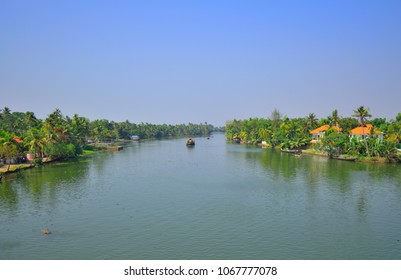 Aerial View Of Backwaters In Nedumudi Village, Located In The Alappuzha District.