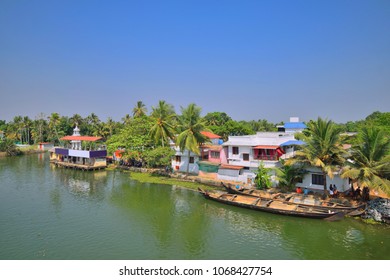 Aerial View Of Backwaters In Nedumudi Village, Located In The Alappuzha District.