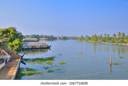 Aerial View Of Backwaters In Pallathuruthy Village, Located In The Alappuzha District.