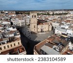 Aerial view of Badajoz in Spain in the morning