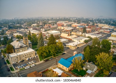 Aerial View Of Baker City, Oregon On A Hazy Day