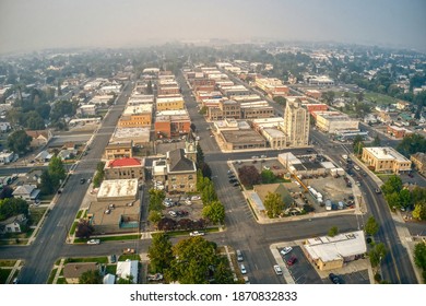 Aerial View Of Baker City, Oregon On A Hazy Day