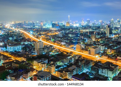 Aerial View Bangkok Downtown Skyline Night Stock Photo 144968134 ...