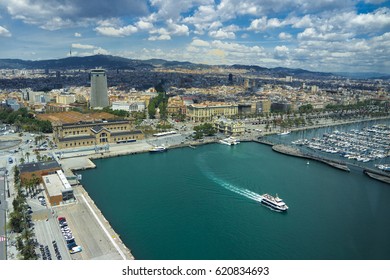 Aerial View Of Barcelona Port