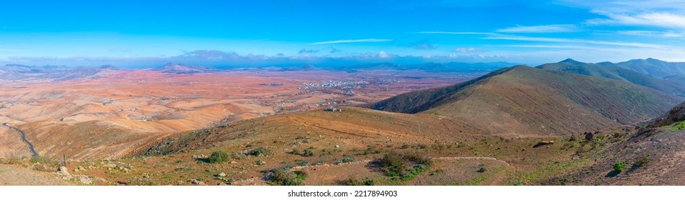 Aerial View Of Barren Landscape At Fuerteventura, Canary Islands, Spain.
