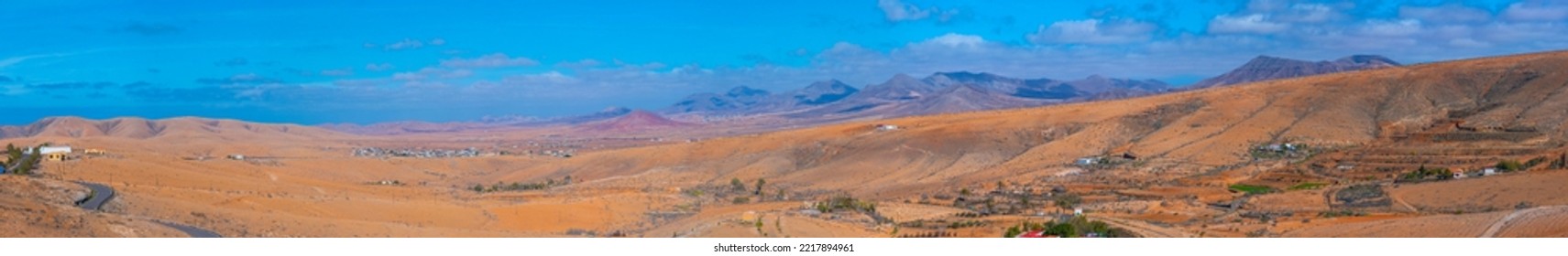 Aerial View Of Barren Landscape At Fuerteventura, Canary Islands, Spain.
