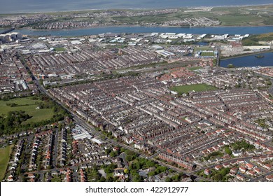 Aerial View Of Barrow In Furness Town In Cumbria, UK