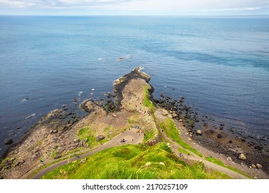 Aerial View Of Basalt Rocks Formation Giant's Causeway, County Antrim, Northern Ireland, UK