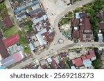 Aerial view of Baserah, Riau, Indonesia. Discover the serene beauty of this small town with its lush rice fields and traditional houses. #aerialphotography #indonesia #riau #baserah #smalltown #nature