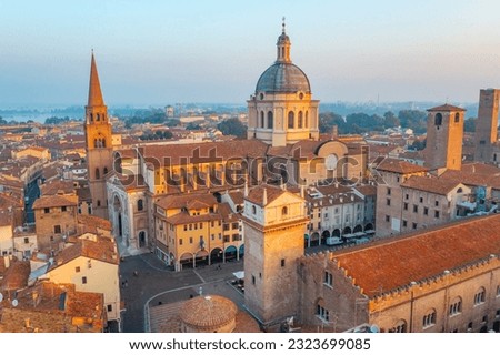 Aerial view of Basilica di Sant'Andrea in Mantua, Italy.