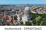 Aerial view of the Basilica of Notre-Dame in Boulogne-sur-Mer in the Pas-de-Calais département of northern France - Minor basilica with a large dome in the Upper Town of Boulogne