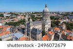 Aerial view of the Basilica of Notre-Dame in Boulogne-sur-Mer in the Pas-de-Calais département of northern France - Minor basilica with a large dome in the Upper Town of Boulogne